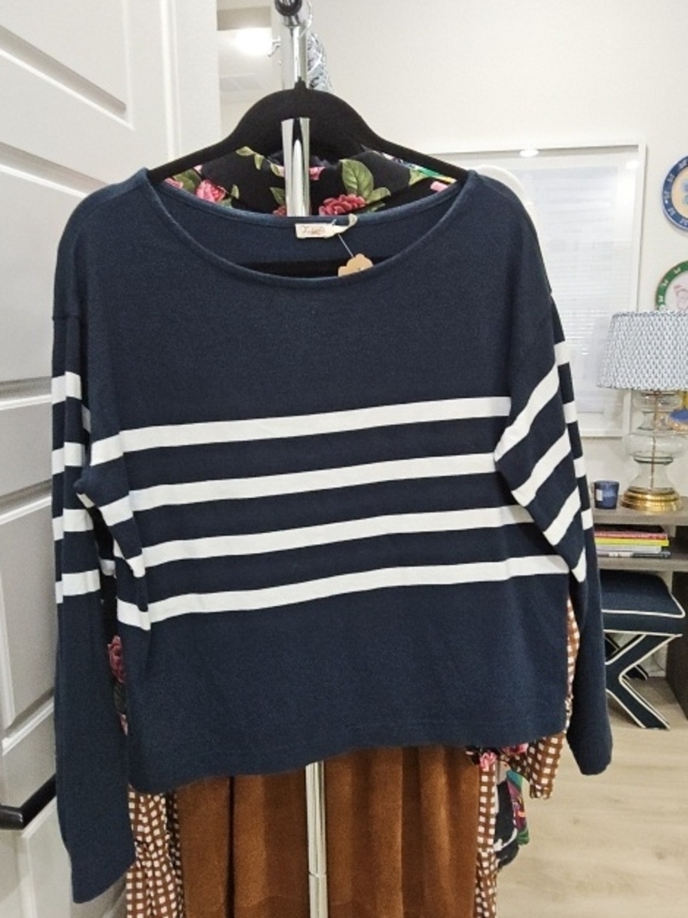 Faherty Navy Blue Knit Top with Label